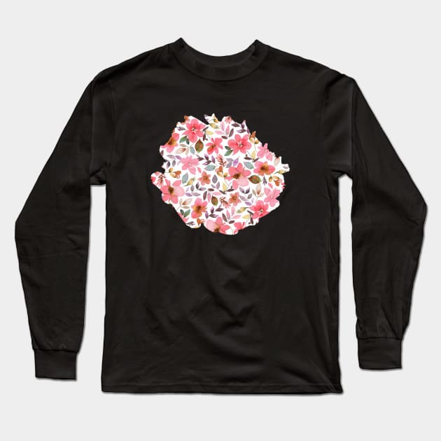 Tropical flowers coral Long Sleeve T-Shirt by ninoladesign